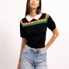 Central Park West Arie Rainbow Stripe Short Sleeve Polo