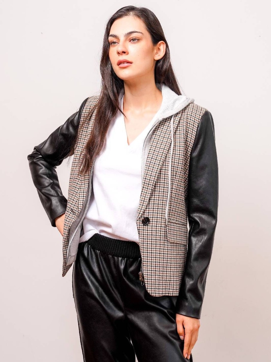 Central Park West Nico Vegan Leather Sleeve Blazer