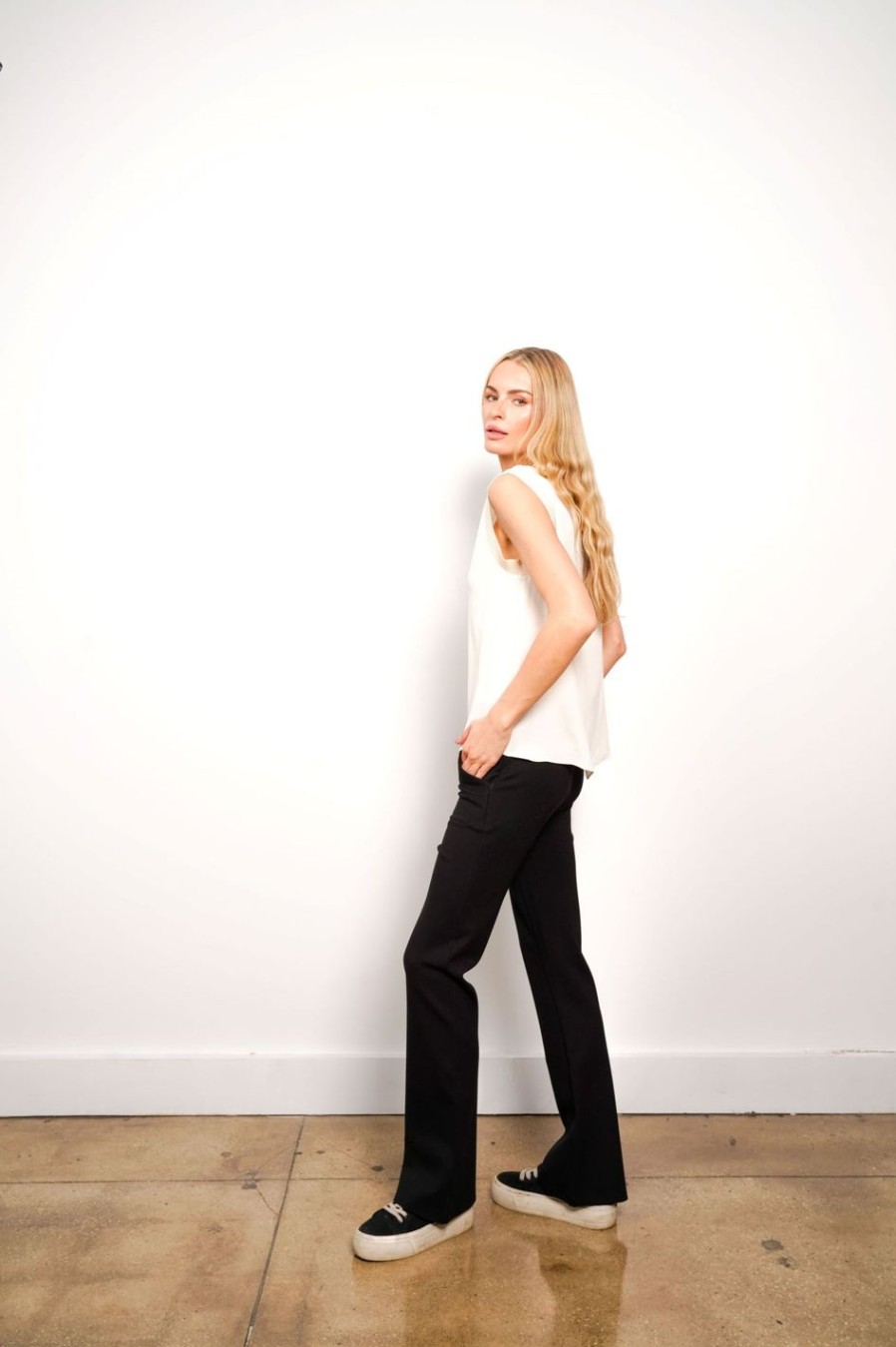 Central Park West Piper Ribbed Crepe Top