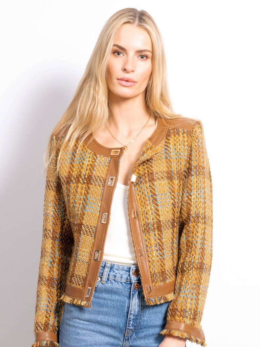 Central Park West Georgia Tweed Vegan Accent Jacket