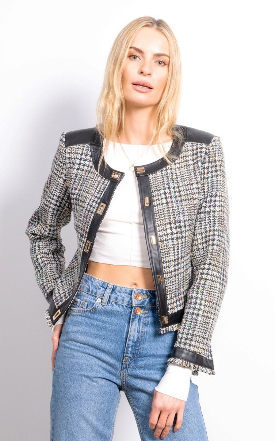 Central Park West Georgia Tweed Vegan Accent Jacket