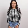 Central Park West Everly Houndstooth Long Sleeve Top