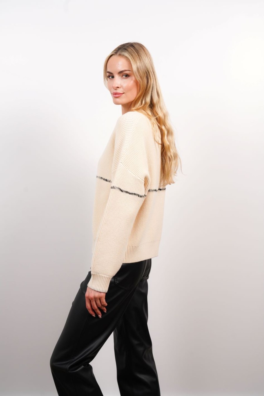 Central Park West Sloane Across Body Whip Stitch Sweater