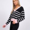 Central Park West Bobbie Stripe V-Neck