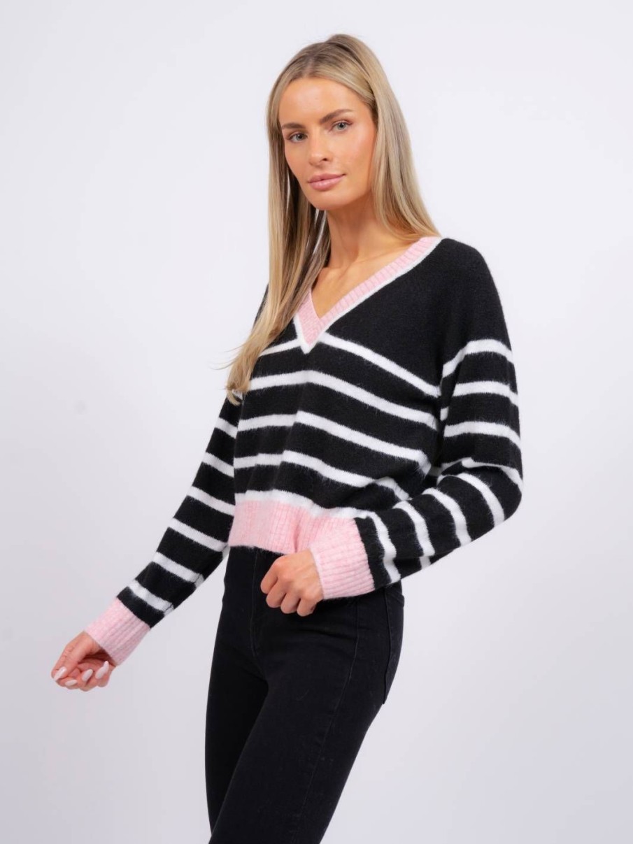 Central Park West Bobbie Stripe V-Neck