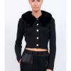 Central Park West Delilah Fur Collar Cardigan