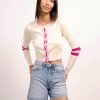 Central Park West Dean Crew Neck Color Block Cardigan