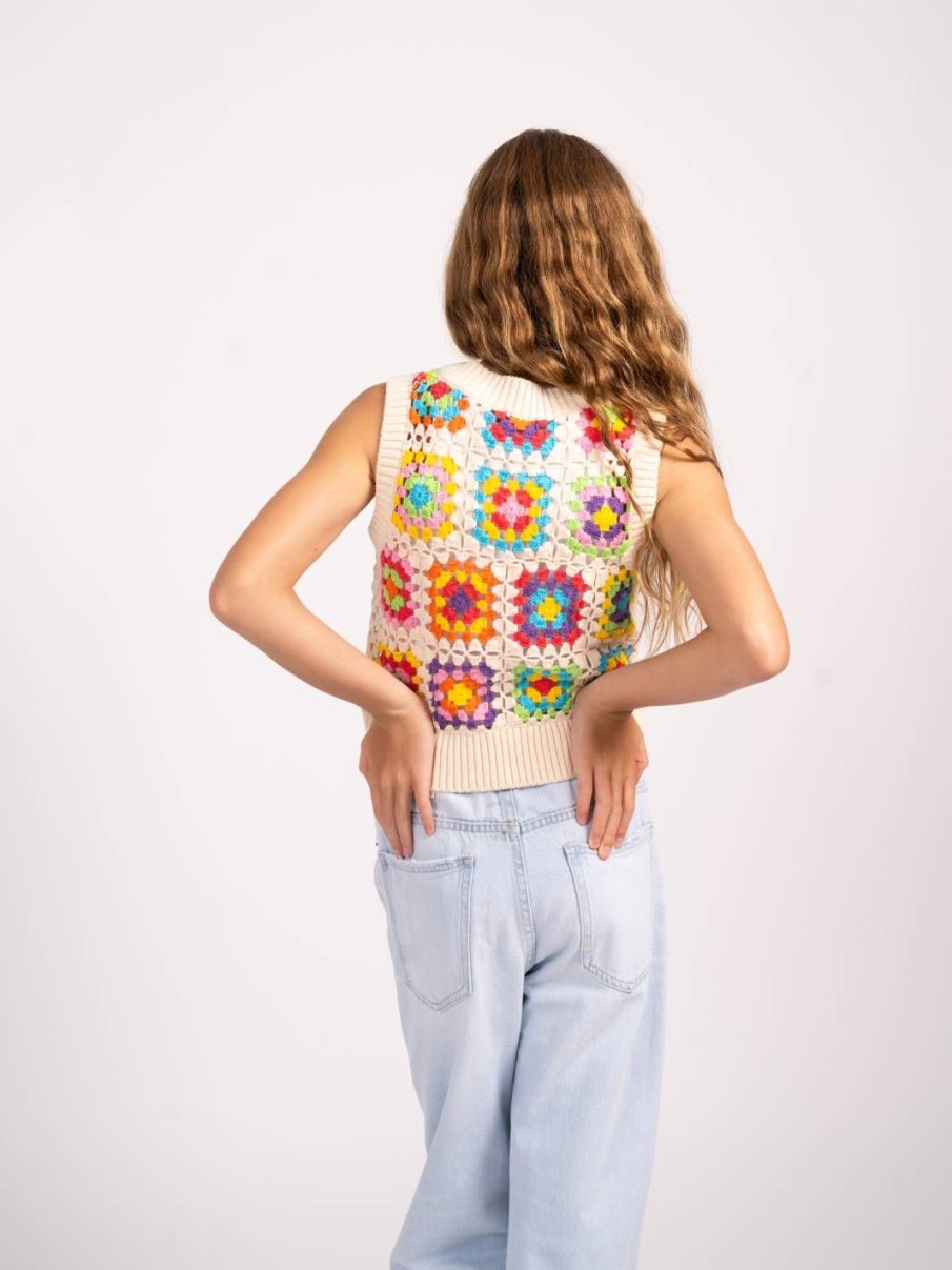 Central Park West Tasha Crochet Patchwork Vest