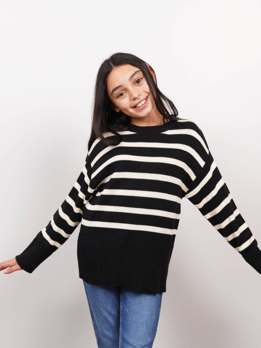 Central Park West Willow Stripe Crewneck Sweater