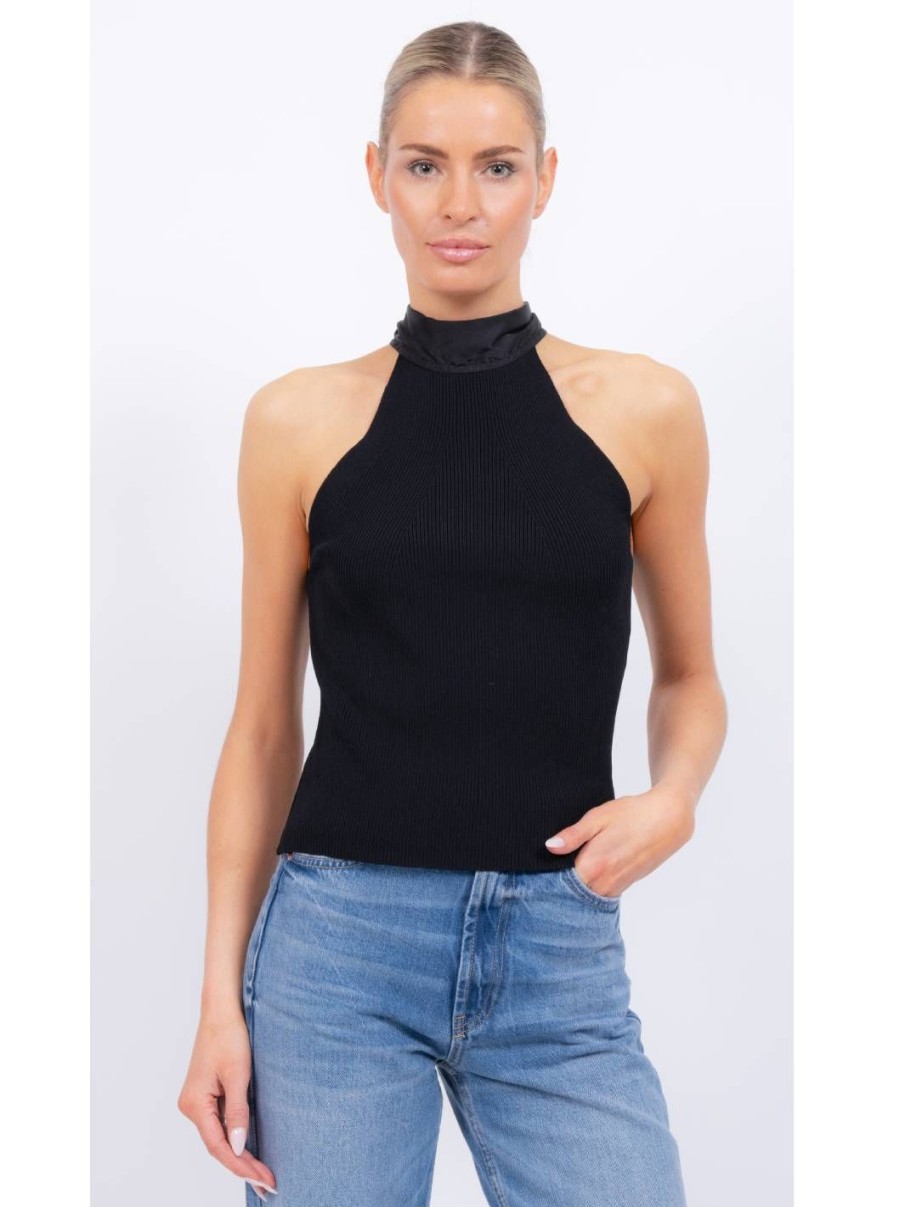 Central Park West Issa Halter Tie Back Top