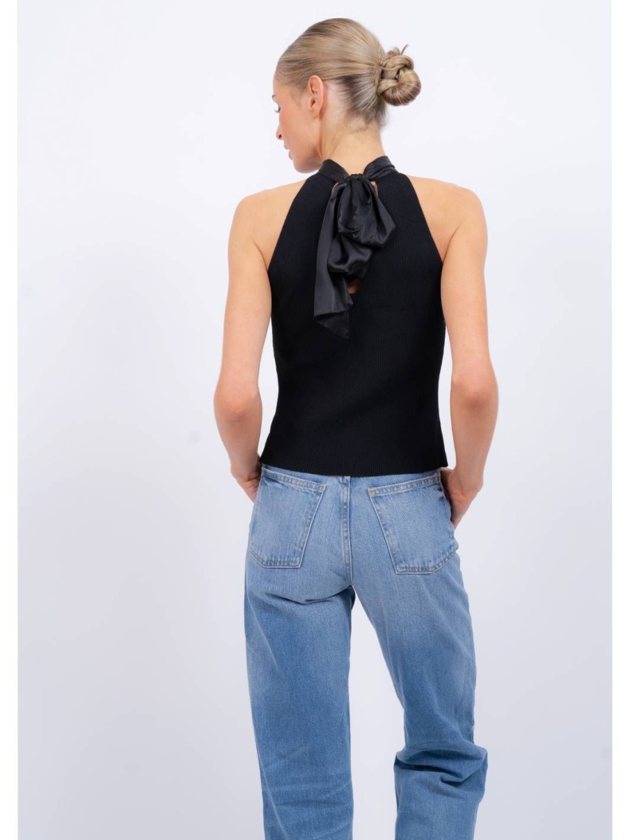 Central Park West Issa Halter Tie Back Top