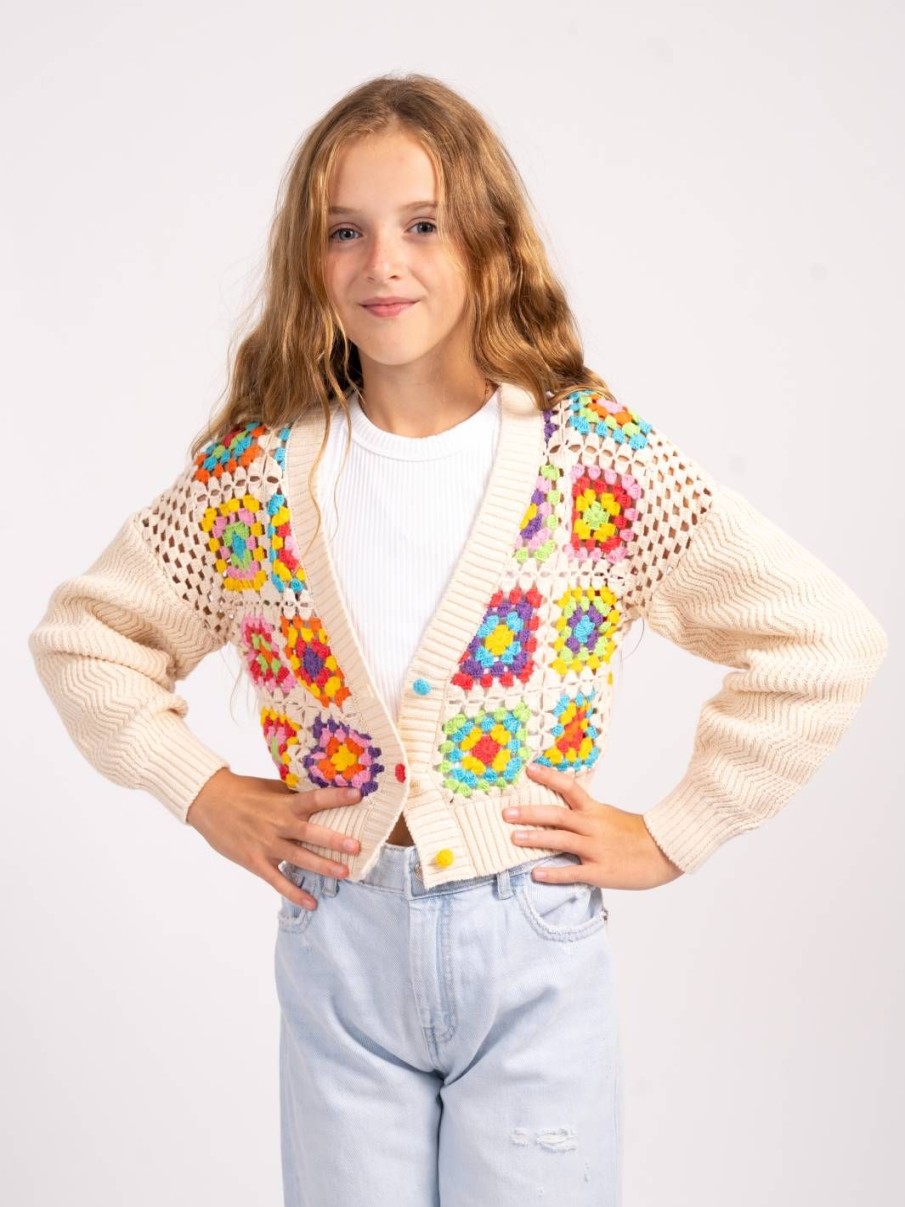 Central Park West Tasha Patchwork Crochet Cardigan