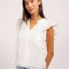 Central Park West Liam Eyelet Ruffle Top