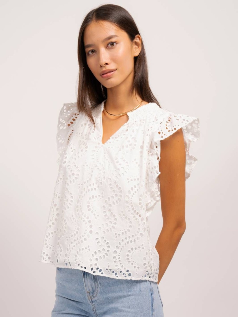 Central Park West Liam Eyelet Ruffle Top