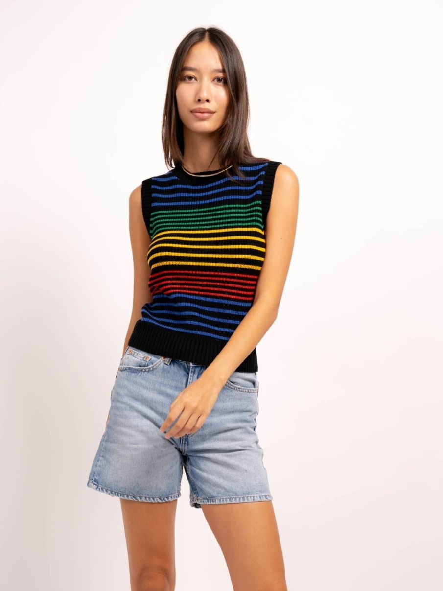 Central Park West Rainbow Thin Stripe Tank Shell